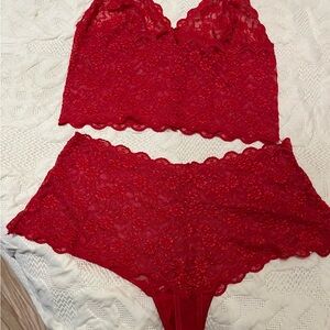 Elegant Red Lace Lingerie Set